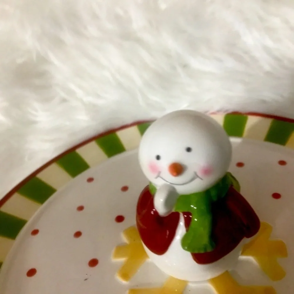 Ceramic Snowman Snack/Appetizer Plate